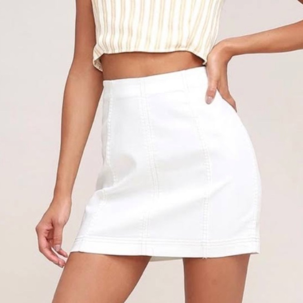 Free People White Denim Skirt